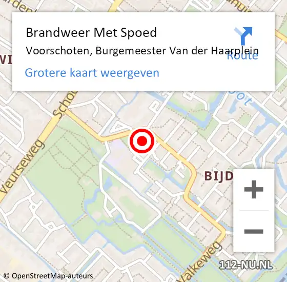 Locatie op kaart van de 112 melding: Brandweer Met Spoed Naar Voorschoten, Burgemeester Van der Haarplein op 4 april 2023 06:06