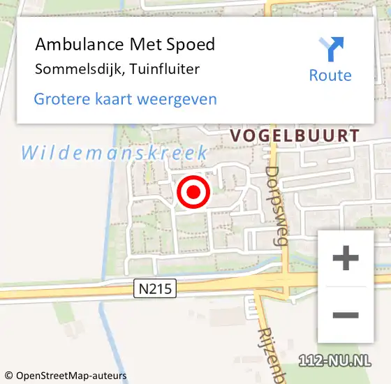 Locatie op kaart van de 112 melding: Ambulance Met Spoed Naar Sommelsdijk, Tuinfluiter op 4 april 2023 06:29