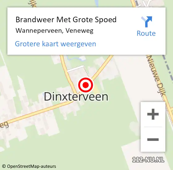 Locatie op kaart van de 112 melding: Brandweer Met Grote Spoed Naar Wanneperveen, Veneweg op 4 april 2023 06:37