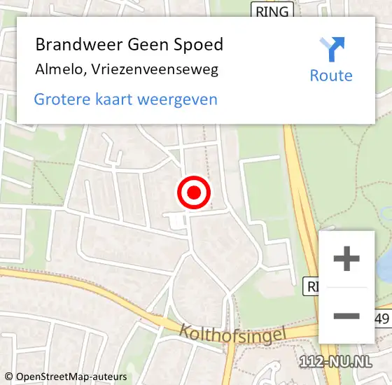 Locatie op kaart van de 112 melding: Brandweer Geen Spoed Naar Almelo, Vriezenveenseweg op 4 april 2023 07:09