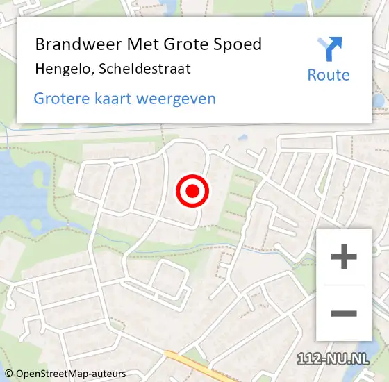 Locatie op kaart van de 112 melding: Brandweer Met Grote Spoed Naar Hengelo, Scheldestraat op 4 april 2023 07:26