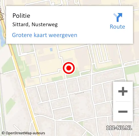 Locatie op kaart van de 112 melding: Politie Sittard, Nusterweg op 4 april 2023 07:27