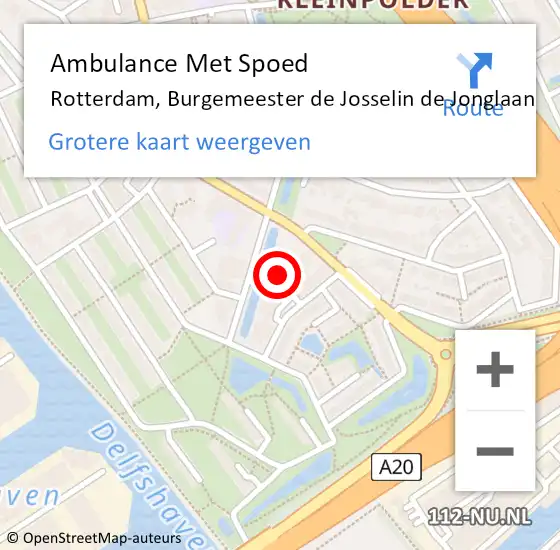 Locatie op kaart van de 112 melding: Ambulance Met Spoed Naar Rotterdam, Burgemeester de Josselin de Jonglaan op 4 april 2023 08:11