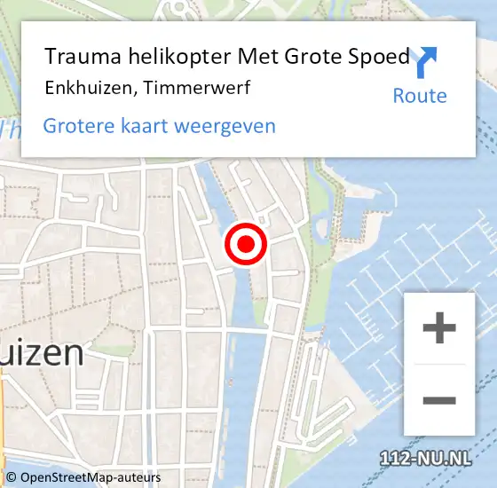Locatie op kaart van de 112 melding: Trauma helikopter Met Grote Spoed Naar Enkhuizen, Timmerwerf op 4 april 2023 08:27