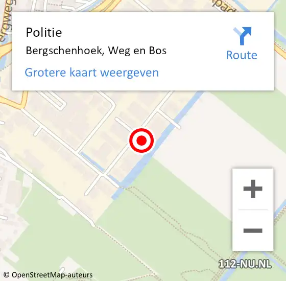 Locatie op kaart van de 112 melding: Politie Bergschenhoek, Weg en Bos op 4 april 2023 08:34