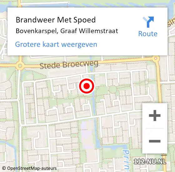 Locatie op kaart van de 112 melding: Brandweer Met Spoed Naar Bovenkarspel, Graaf Willemstraat op 4 april 2023 08:38