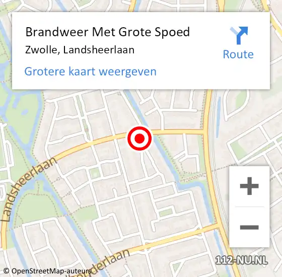 Locatie op kaart van de 112 melding: Brandweer Met Grote Spoed Naar Zwolle, Landsheerlaan op 4 april 2023 09:04