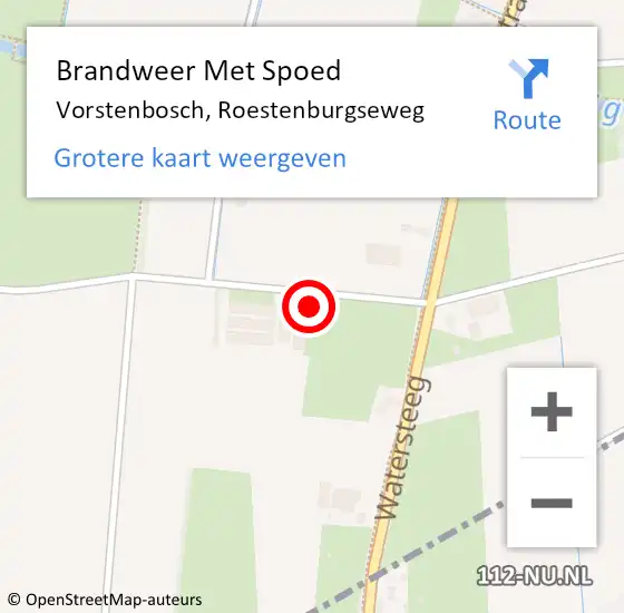 Locatie op kaart van de 112 melding: Brandweer Met Spoed Naar Vorstenbosch, Roestenburgseweg op 4 april 2023 09:10