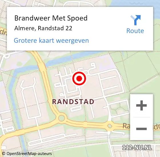 Locatie op kaart van de 112 melding: Brandweer Met Spoed Naar Almere, Randstad 22 op 4 april 2023 09:10