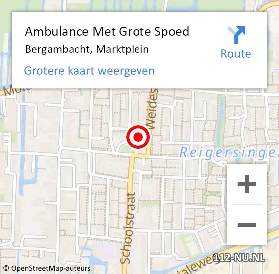 Locatie op kaart van de 112 melding: Ambulance Met Grote Spoed Naar Bergambacht, Marktplein op 4 april 2023 09:39