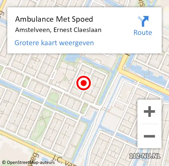 Locatie op kaart van de 112 melding: Ambulance Met Spoed Naar Amstelveen, Ernest Claeslaan op 4 april 2023 09:57