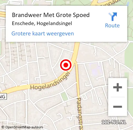 Locatie op kaart van de 112 melding: Brandweer Met Grote Spoed Naar Enschede, Hogelandsingel op 4 april 2023 10:04