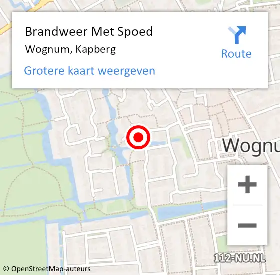 Locatie op kaart van de 112 melding: Brandweer Met Spoed Naar Wognum, Kapberg op 4 april 2023 10:07