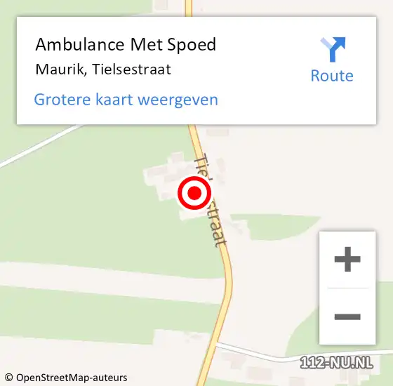 Locatie op kaart van de 112 melding: Ambulance Met Spoed Naar Maurik, Tielsestraat op 12 oktober 2013 06:58