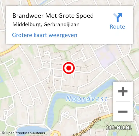 Locatie op kaart van de 112 melding: Brandweer Met Grote Spoed Naar Middelburg, Gerbrandijlaan op 4 april 2023 10:30