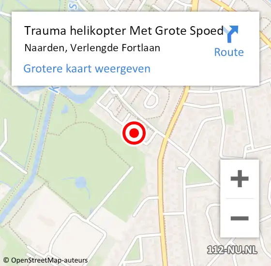 Locatie op kaart van de 112 melding: Trauma helikopter Met Grote Spoed Naar Naarden, Verlengde Fortlaan op 4 april 2023 10:33