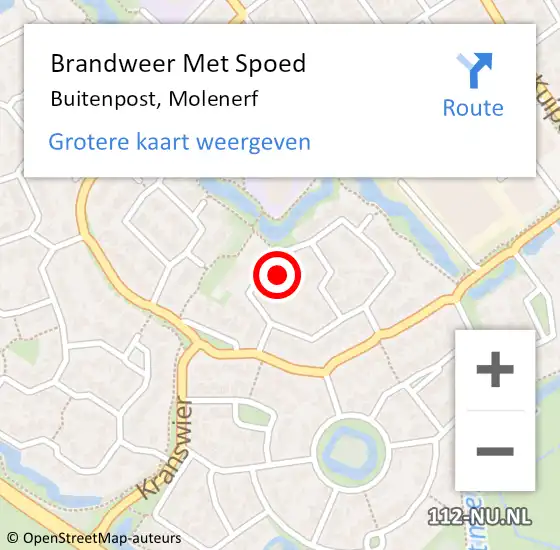 Locatie op kaart van de 112 melding: Brandweer Met Spoed Naar Buitenpost, Molenerf op 4 april 2023 10:46