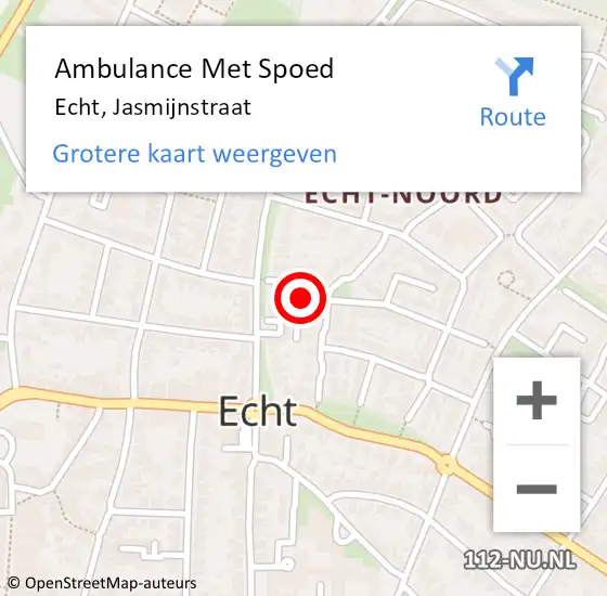 Locatie op kaart van de 112 melding: Ambulance Met Spoed Naar Echt, Jasmijnstraat op 4 april 2023 11:01