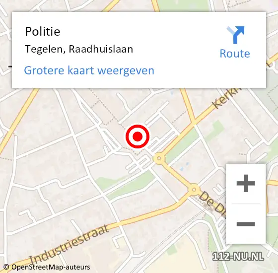 Locatie op kaart van de 112 melding: Politie Tegelen, Raadhuislaan op 4 april 2023 11:01