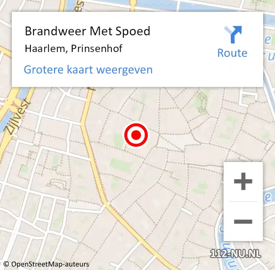 Locatie op kaart van de 112 melding: Brandweer Met Spoed Naar Haarlem, Prinsenhof op 4 april 2023 11:06