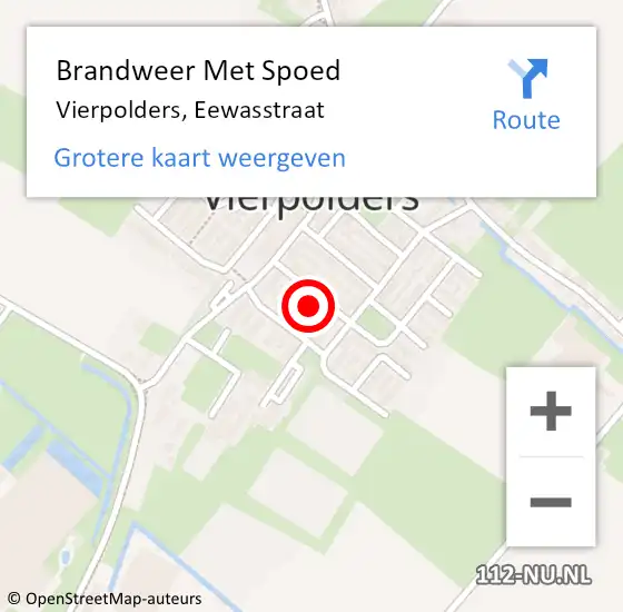 Locatie op kaart van de 112 melding: Brandweer Met Spoed Naar Vierpolders, Eewasstraat op 4 april 2023 11:21