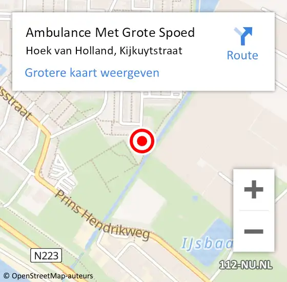 Locatie op kaart van de 112 melding: Ambulance Met Grote Spoed Naar Hoek van Holland, Kijkuytstraat op 4 april 2023 11:23