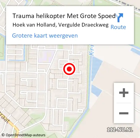 Locatie op kaart van de 112 melding: Trauma helikopter Met Grote Spoed Naar Hoek van Holland, Vergulde Draeckweg op 4 april 2023 11:25