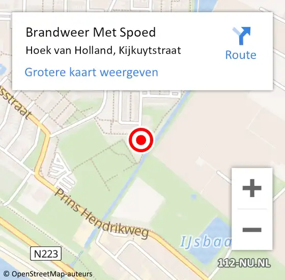 Locatie op kaart van de 112 melding: Brandweer Met Spoed Naar Hoek van Holland, Kijkuytstraat op 4 april 2023 11:29