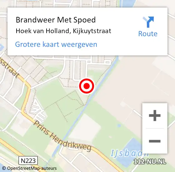 Locatie op kaart van de 112 melding: Brandweer Met Spoed Naar Hoek van Holland, Kijkuytstraat op 4 april 2023 11:30