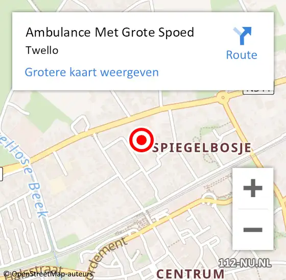 Locatie op kaart van de 112 melding: Ambulance Met Grote Spoed Naar Twello op 4 april 2023 11:31