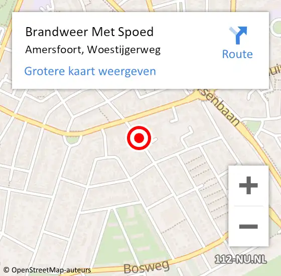 Locatie op kaart van de 112 melding: Brandweer Met Spoed Naar Amersfoort, Woestijgerweg op 4 april 2023 11:50