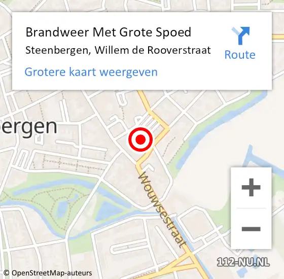 Locatie op kaart van de 112 melding: Brandweer Met Grote Spoed Naar Steenbergen, Willem de Rooverstraat op 4 april 2023 12:40