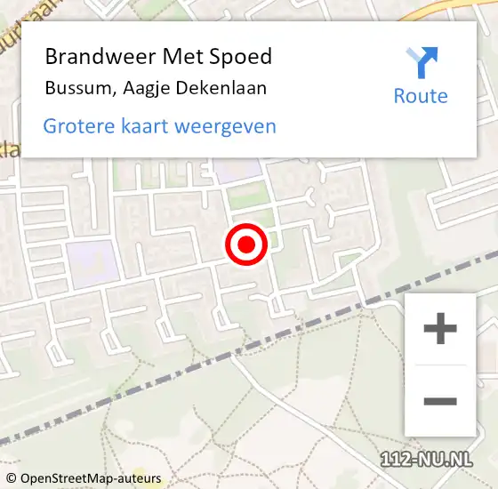 Locatie op kaart van de 112 melding: Brandweer Met Spoed Naar Bussum, Aagje Dekenlaan op 4 april 2023 12:40