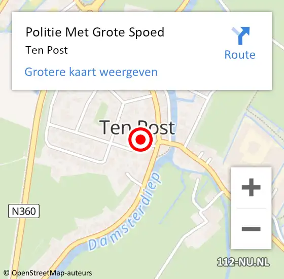 Locatie op kaart van de 112 melding: Politie Met Grote Spoed Naar Ten Post op 4 april 2023 12:42