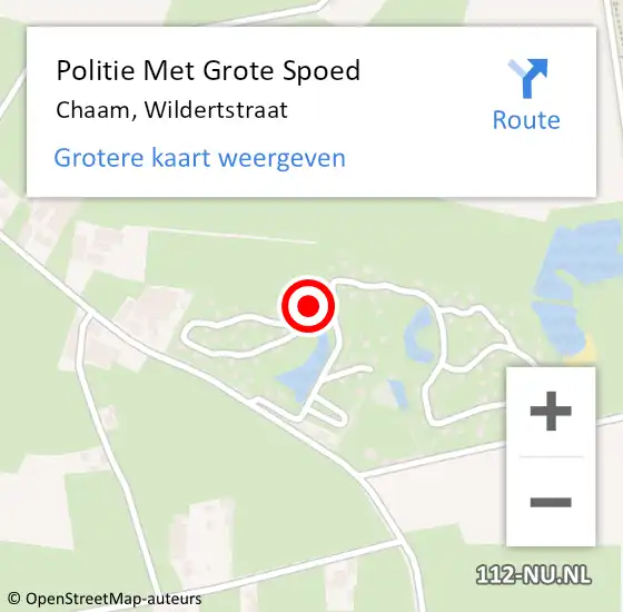 Locatie op kaart van de 112 melding: Politie Met Grote Spoed Naar Chaam, Wildertstraat op 4 april 2023 12:48