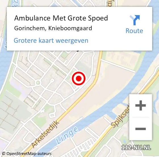 Locatie op kaart van de 112 melding: Ambulance Met Grote Spoed Naar Gorinchem, Knieboomgaard op 4 april 2023 12:51