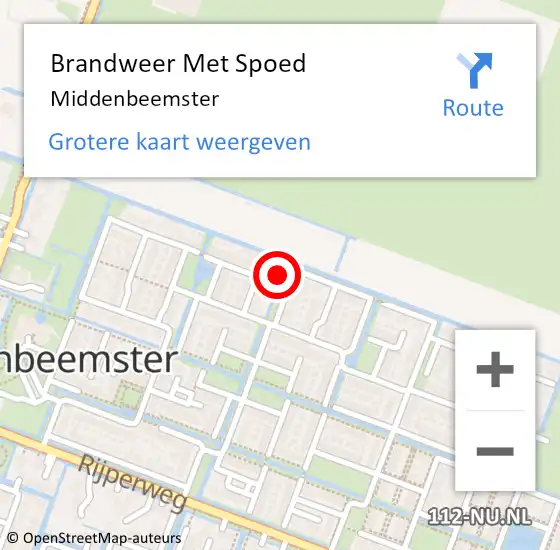 Locatie op kaart van de 112 melding: Brandweer Met Spoed Naar Middenbeemster op 4 april 2023 12:59