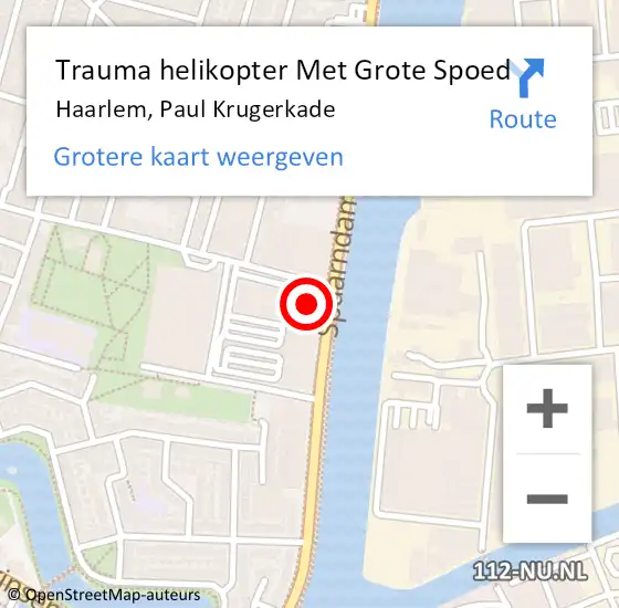 Locatie op kaart van de 112 melding: Trauma helikopter Met Grote Spoed Naar Haarlem, Paul Krugerkade op 4 april 2023 13:11