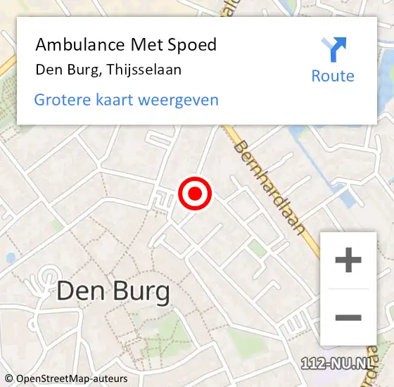 Locatie op kaart van de 112 melding: Ambulance Met Spoed Naar Den Burg, Thijsselaan op 4 april 2023 13:20