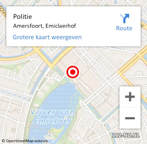 Locatie op kaart van de 112 melding: Politie Amersfoort, Emiclaerhof op 4 april 2023 13:40