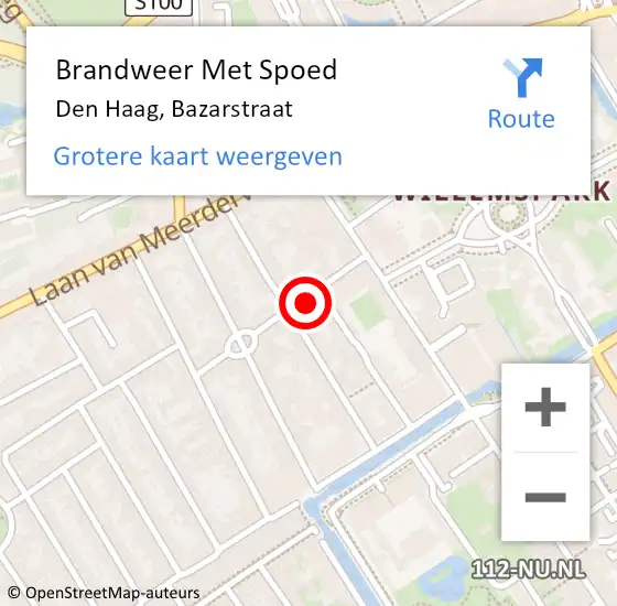 Locatie op kaart van de 112 melding: Brandweer Met Spoed Naar Den Haag, Bazarstraat op 4 april 2023 13:44