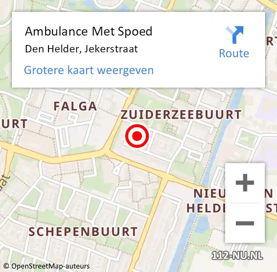 Locatie op kaart van de 112 melding: Ambulance Met Spoed Naar Den Helder, Jekerstraat op 4 april 2023 13:45