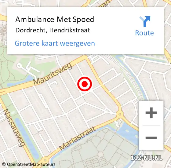 Locatie op kaart van de 112 melding: Ambulance Met Spoed Naar Dordrecht, Hendrikstraat op 4 april 2023 13:47