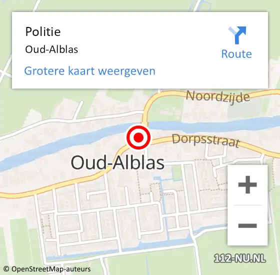 Locatie op kaart van de 112 melding: Politie Oud-Alblas op 4 april 2023 14:03