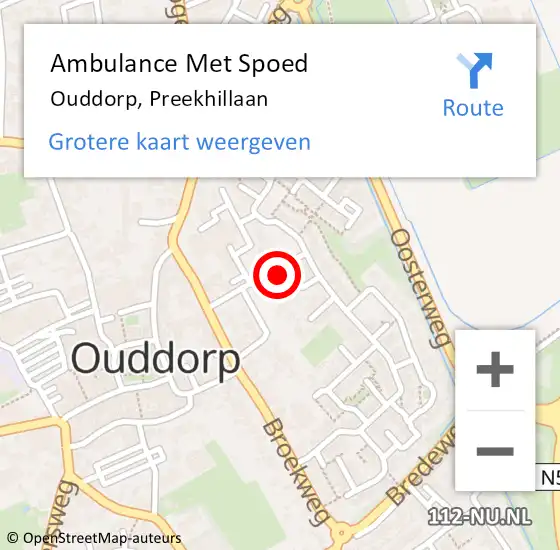Locatie op kaart van de 112 melding: Ambulance Met Spoed Naar Ouddorp, Preekhillaan op 4 april 2023 14:17
