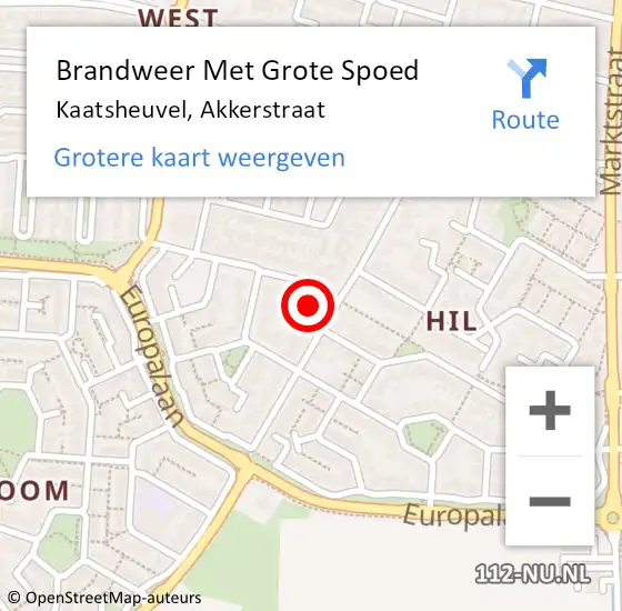 Locatie op kaart van de 112 melding: Brandweer Met Grote Spoed Naar Kaatsheuvel, Akkerstraat op 4 april 2023 14:22