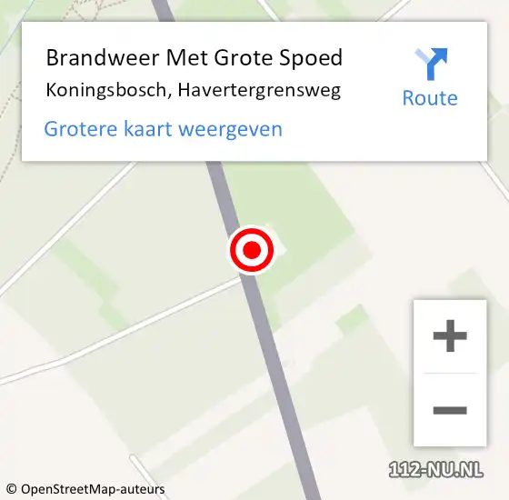 Locatie op kaart van de 112 melding: Brandweer Met Grote Spoed Naar Koningsbosch, Havertergrensweg op 4 april 2023 14:25