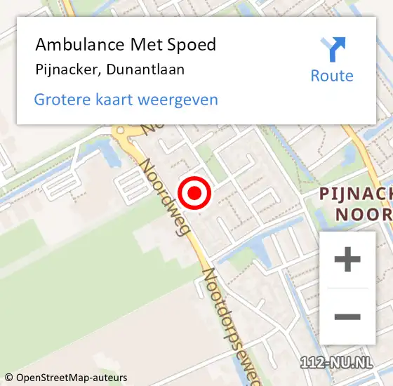 Locatie op kaart van de 112 melding: Ambulance Met Spoed Naar Pijnacker, Dunantlaan op 4 april 2023 14:32