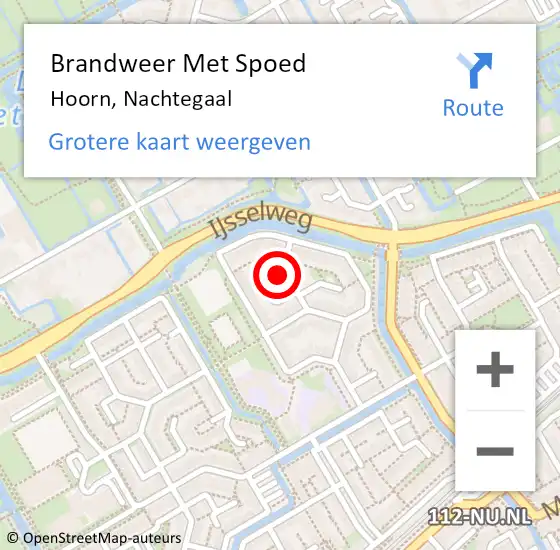 Locatie op kaart van de 112 melding: Brandweer Met Spoed Naar Hoorn, Nachtegaal op 4 april 2023 14:43