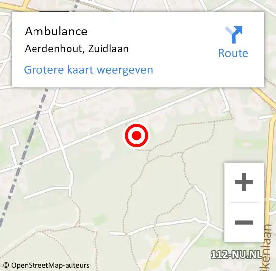 Locatie op kaart van de 112 melding: Ambulance Aerdenhout, Zuidlaan op 4 april 2023 15:05